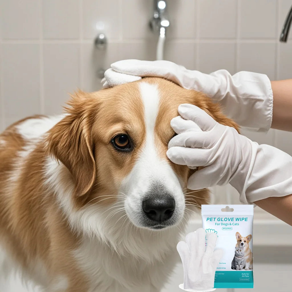 Disposable Pet Cleaning Gloves – Bathing & Grooming Wipes for Dogs & Cats
