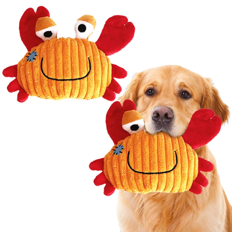 PetSphere Ocean Series Plush Dog Toys – Squeaky Soft Toys for Puppies & Small Dogs (Shark, Squid, Seahorse, Crab)