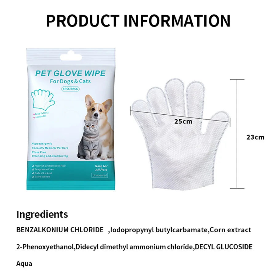 Disposable Pet Cleaning Gloves – Bathing & Grooming Wipes for Dogs & Cats
