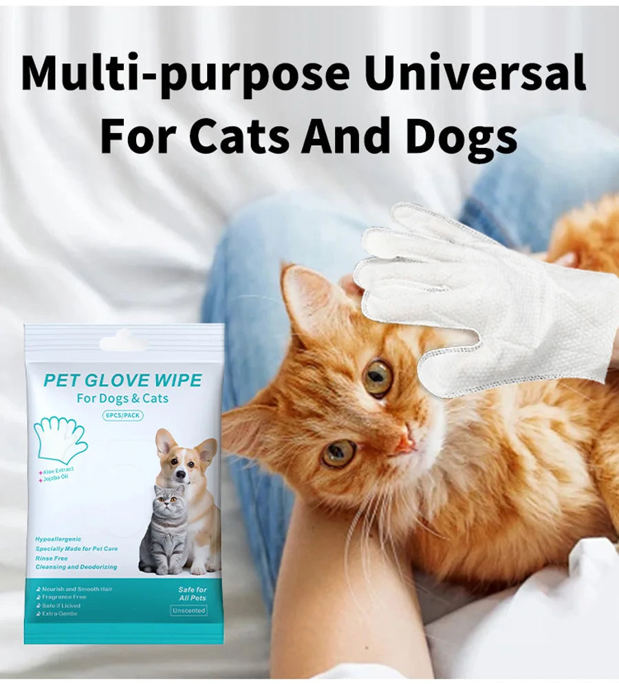 Disposable Pet Cleaning Gloves – Bathing & Grooming Wipes for Dogs & Cats